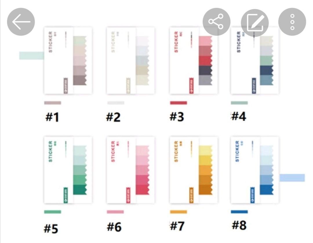 Gradient Post It Note (Category: Stationery & School Supplies) located in Singapore. Submitted by swaggyshopper (Listing ID 1044081600, Image 1). Description: Gradient Post It Note 10 colours available 5x20sheets per packet $0.80 each Buy random 10 at $7 :) [cannot choose design] PM me for any enquiries ☺️.