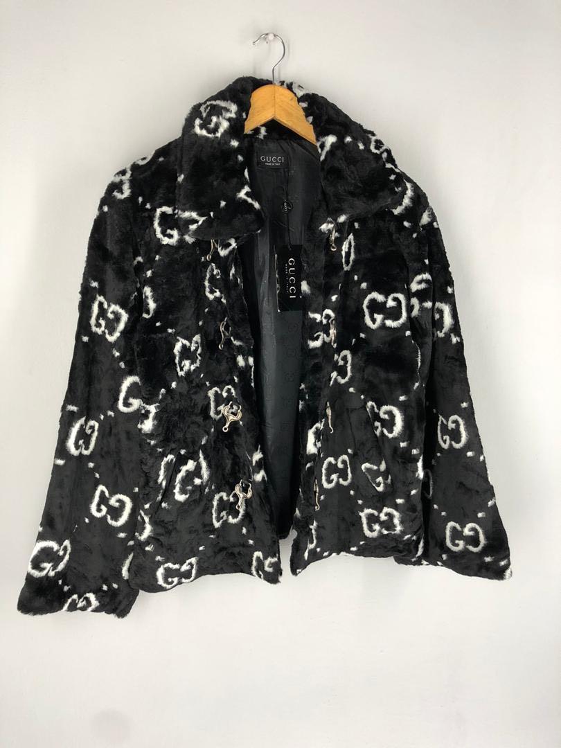 Gucci Monogram faux fur jacket made in japan Men s Fashion Coats