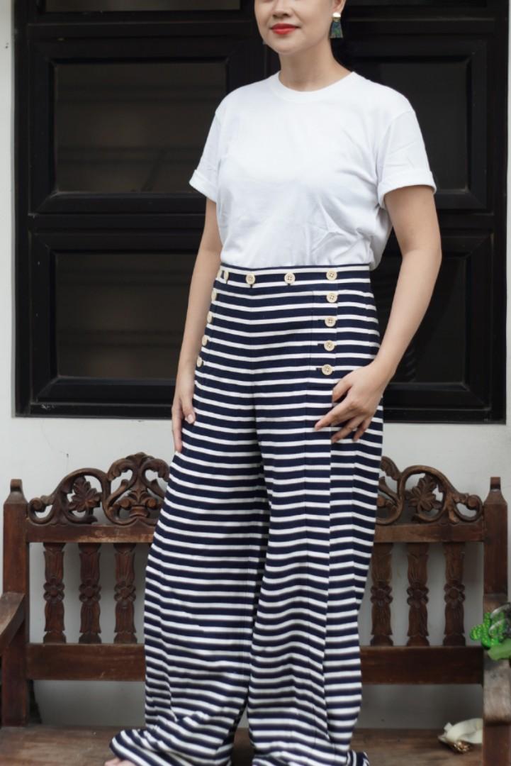 J Crew Striped Sailor Pants, Women's 