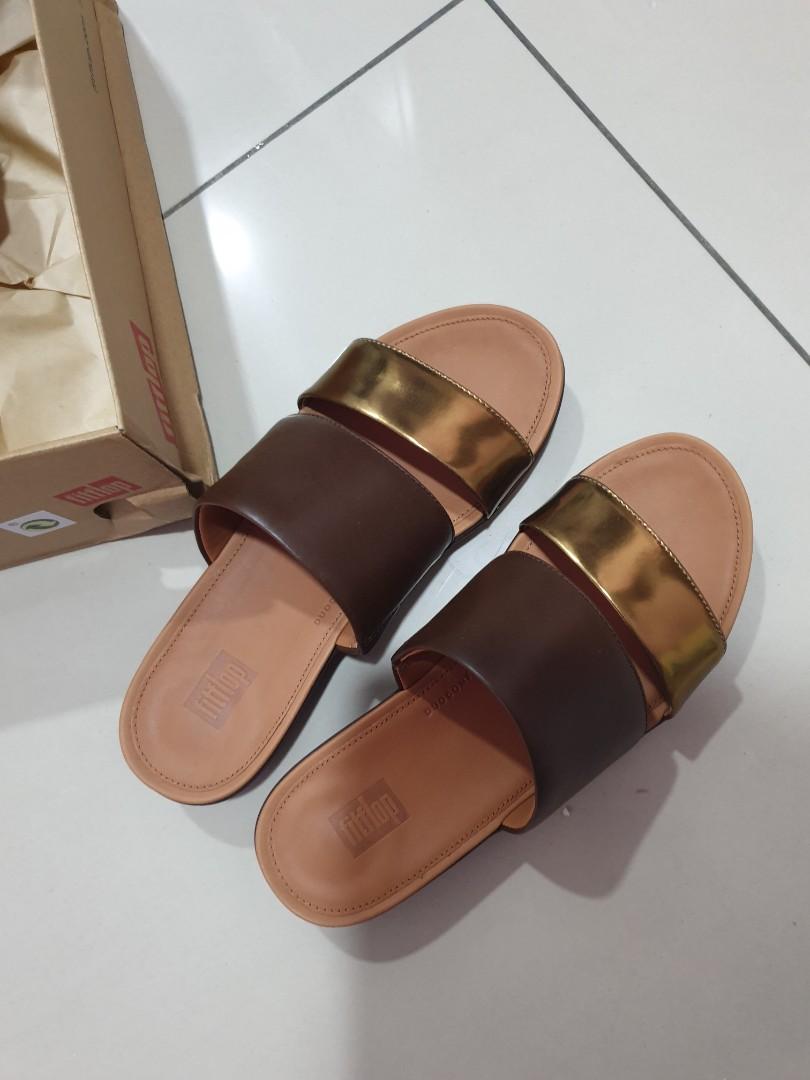 New Fitflop Delta Leather Slides Women s Fashion Footwear