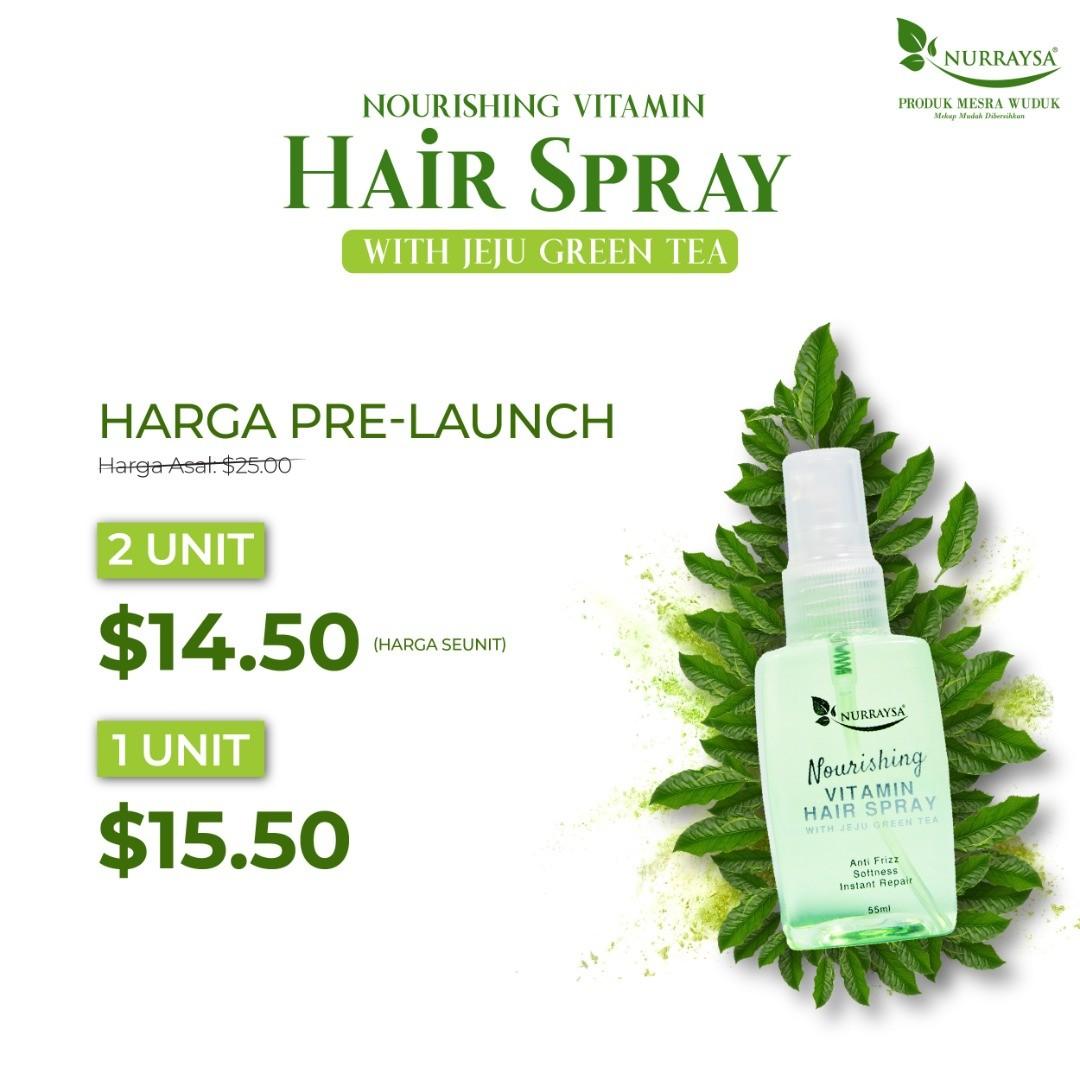 Nurraysa Nourishing Vitamin Hair Spray with Jeju Green Tea, Beauty &  Personal Care, Hair on Carousell