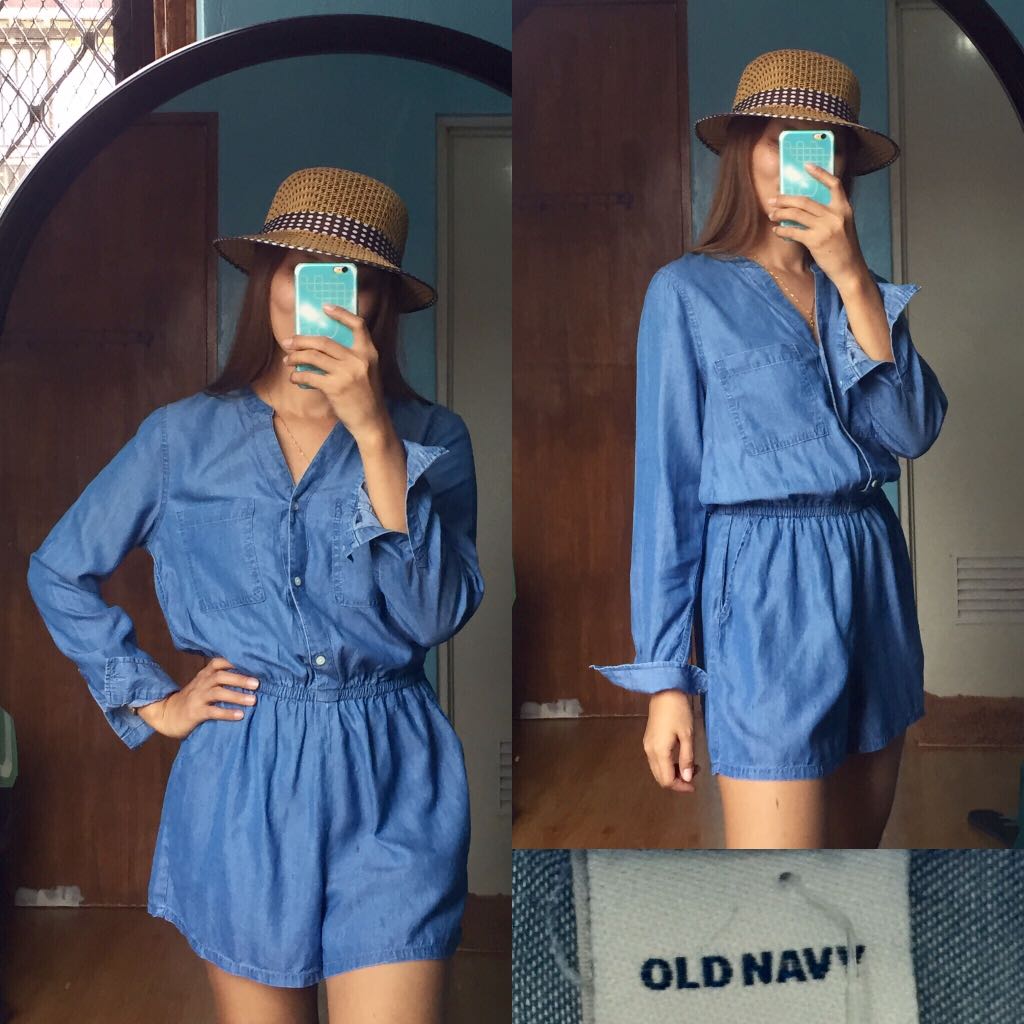 Old Navy Denim Romper, Women's Fashion 