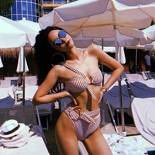 BNIB Orange Striped Bikini, Women's