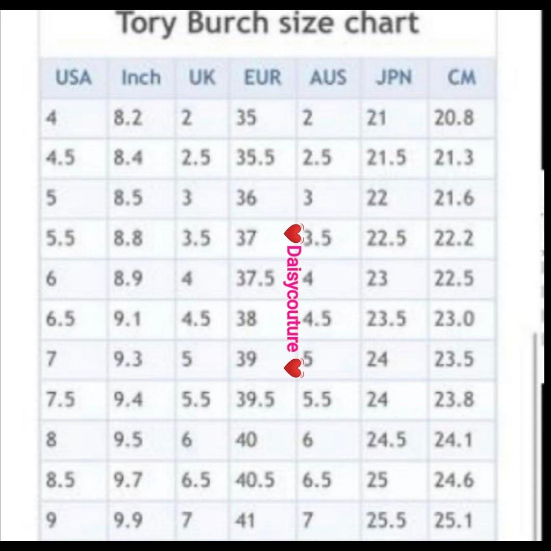 Descubrir 62+ imagen tory burch chart size - Thptnganamst.edu.vn