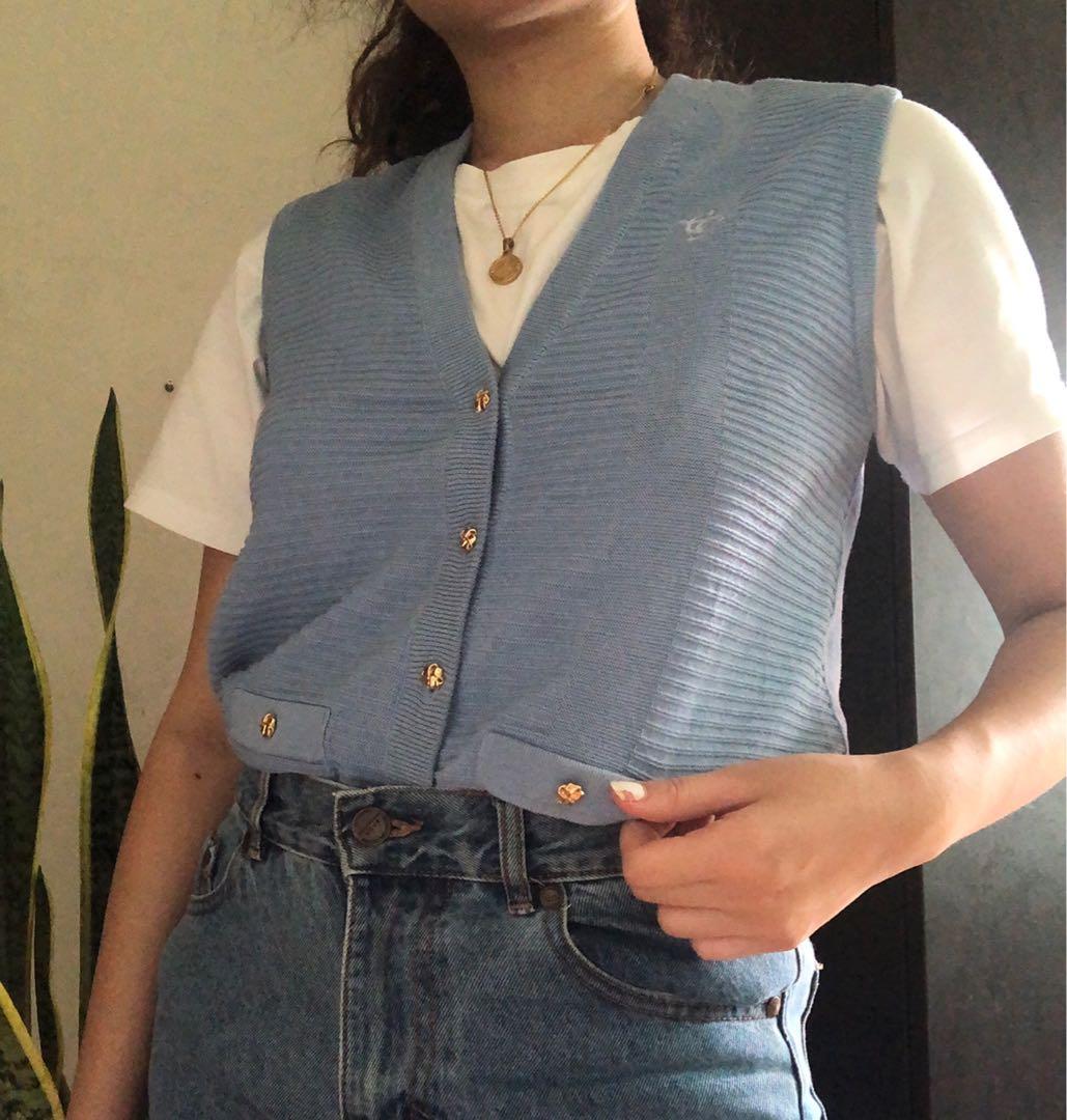 blue sweater vest womens
