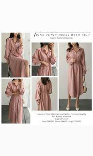 Pink tunic dress with belt