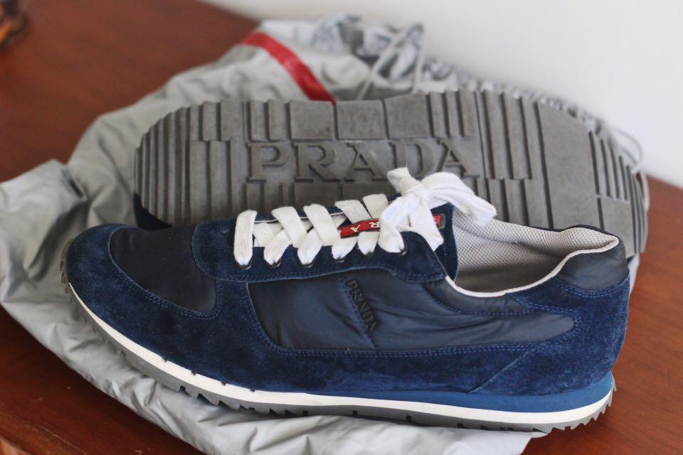 prada navy suede trainers