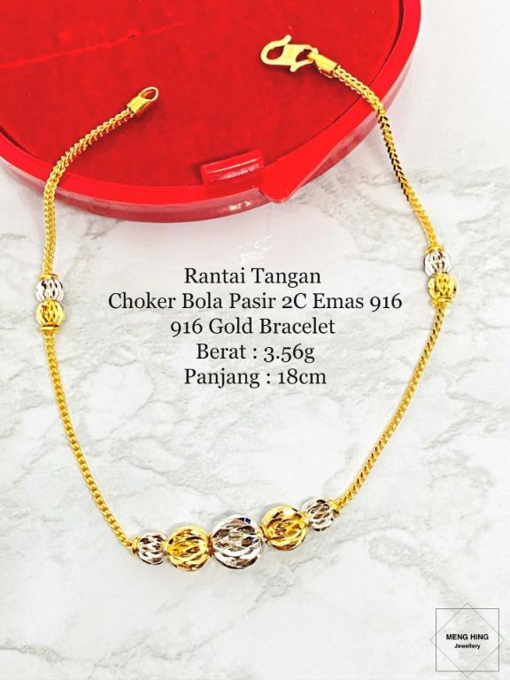 Rantai Tangan Choker Bola Pasir 2c Emas 916 Women S Fashion Jewellery On Carousell