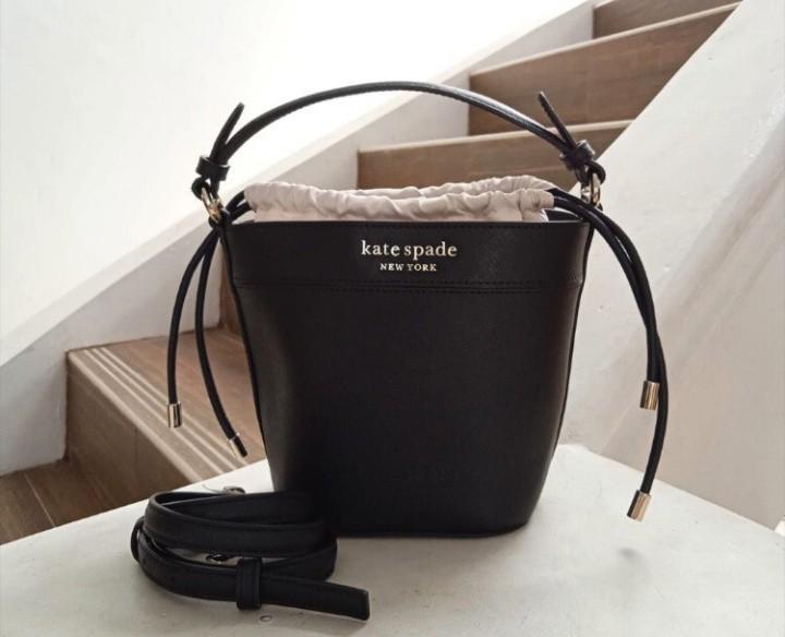 READY Kate Spade Small Bucket Bag Cameron Leather Black