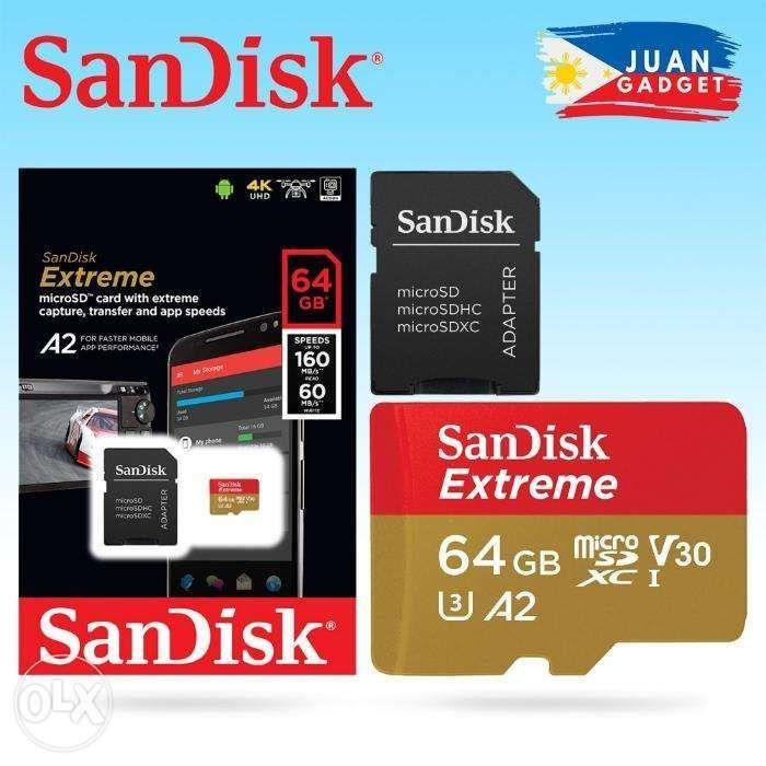 Sandisk Extreme Micro Sdcard 64gb Sdhc Class10 160mb V30 A1 Computers Tech Parts Accessories Hard Disks Thumbdrives On Carousell