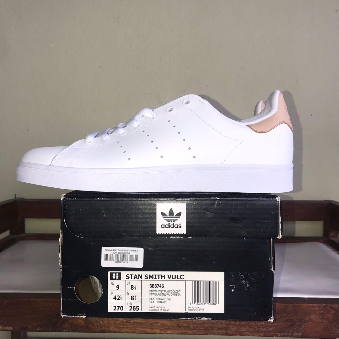 Sepatu Adidas skateboarding stan smith vulc white gold Baru