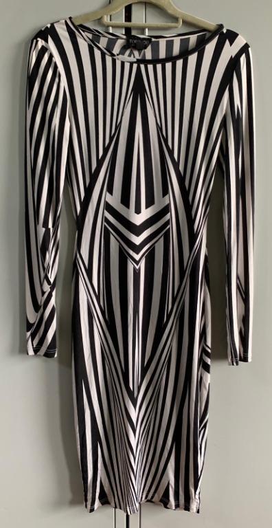 Topshop black and white striped best sale dress