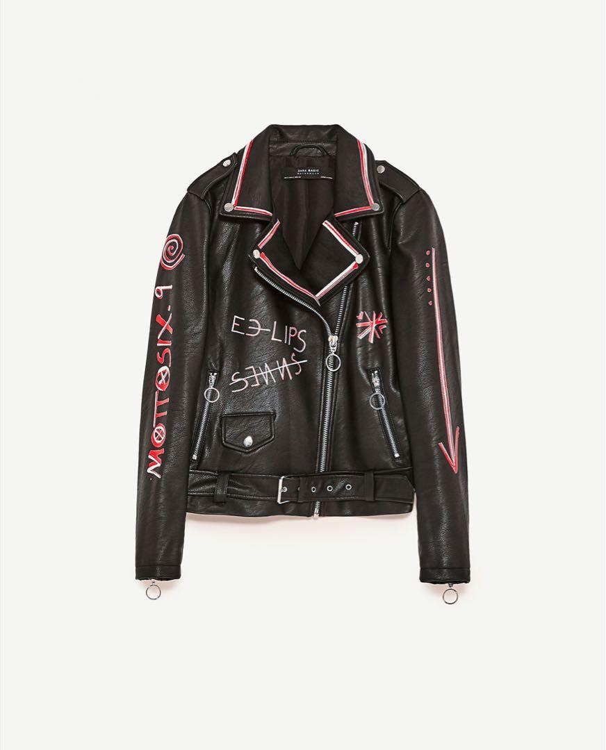 zara graffiti leather jacket