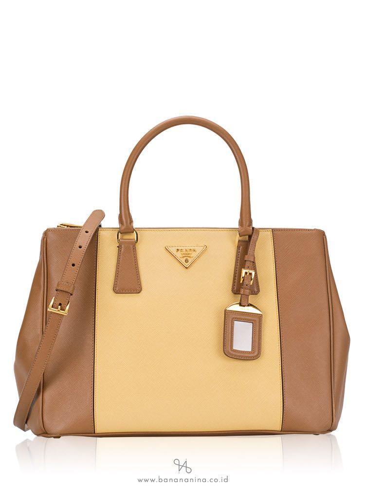 Prada Two-Tone Saffiano Leather Large Double Zip Tote Prada