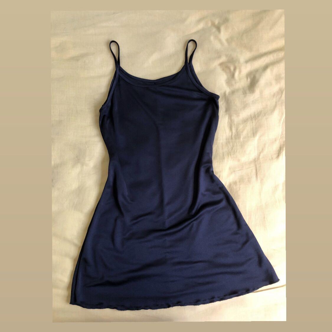 Black Slip Satin Dress, Women's Fashion, Dresses & Sets, Dresses on