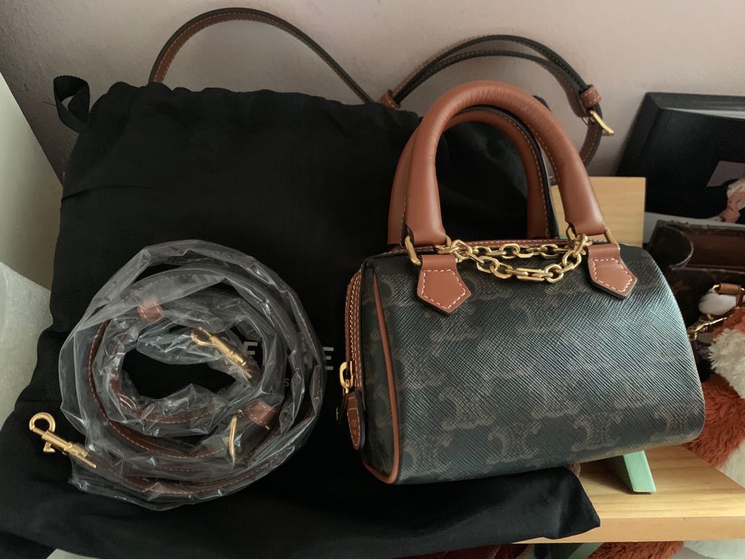 Celine, Bags, Celine Boston Bag In Triomphe Canvas And Calfskin