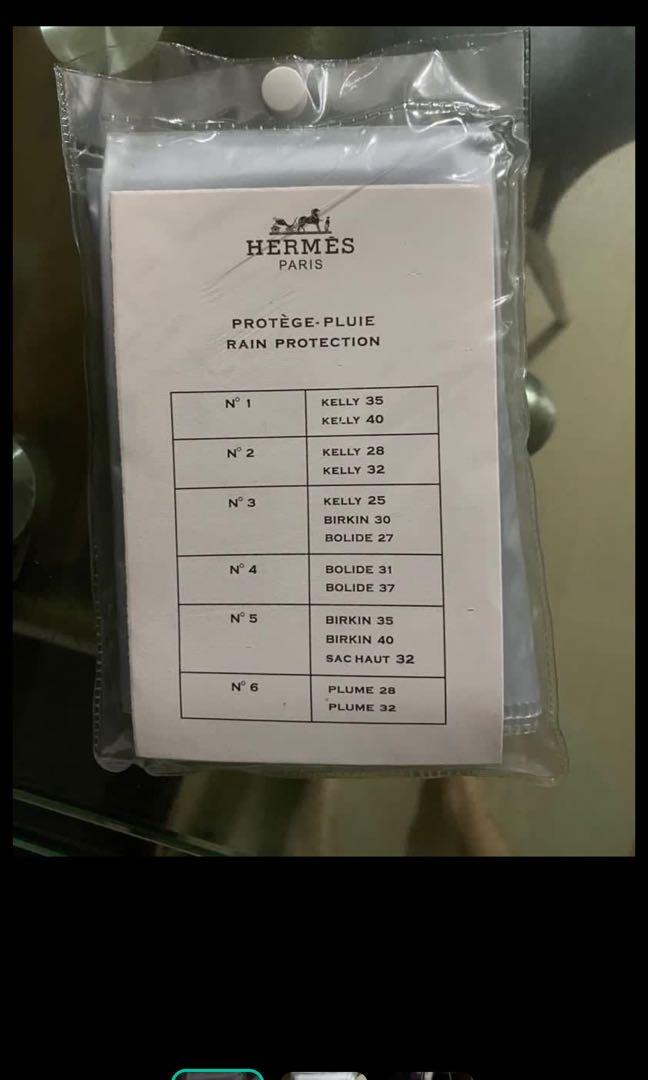 NEW HERMES Paris Rain Protection Cover No 2 for KELLY 28 & 32 BAG 1 set 2  Covers
