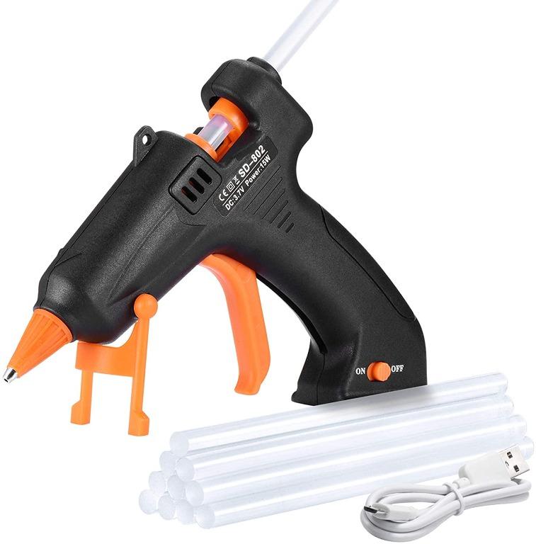 Cordless Hot Glue Gun TOPELEK 15W Mini Hot Glue Gun with Sticks 10Pcs 140mm USB Rechargeable Hot Melt Glue Gun for DIY Crafts Quick Repairs Home School Office Arts Hobbies Toys Stationery