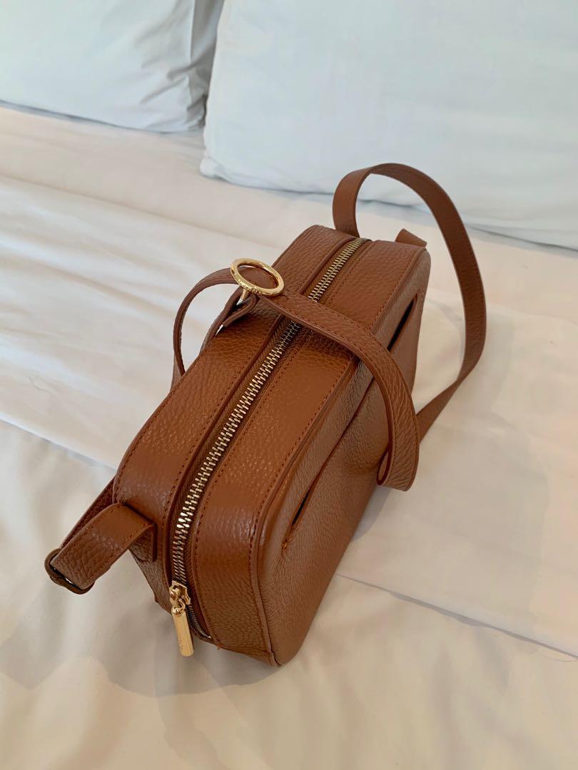 Cuyana camera bag in caramel