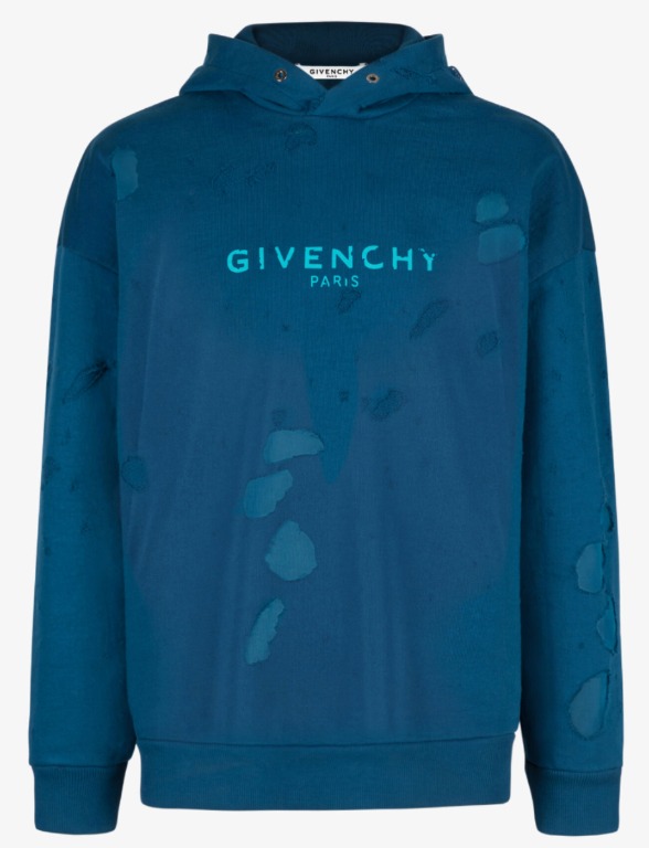 givenchy blue destroyed hoodie