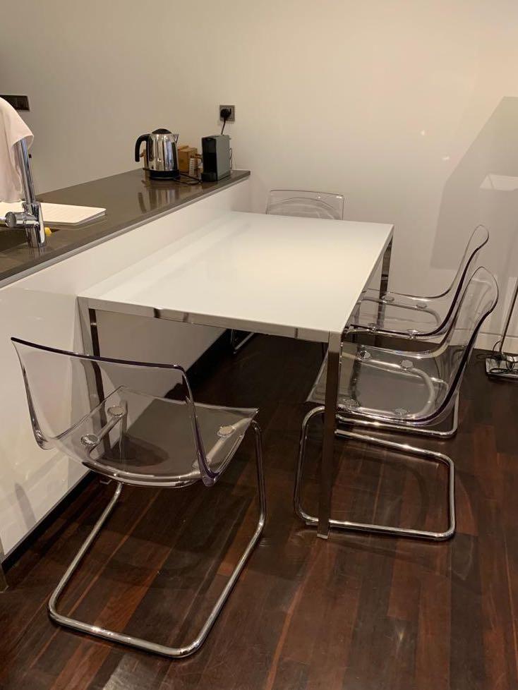 Reduced Ikea Torsby 4 Seater Glass Table With 4 Tobias Chairs Table And Chairs Also Sold Separately Somersetmrt Furniture Tables Chairs On Carousell