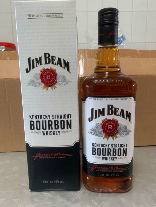 Jim Beam 1 liter, Food & Drinks, Alcoholic Beverages on Carousell