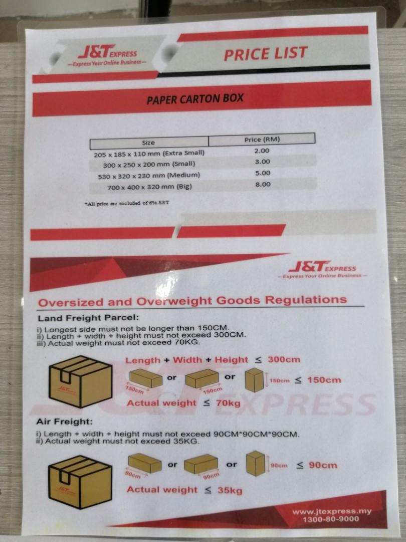 J&T Express Price List Malaysia 2021 : J T Express Price List Careers
