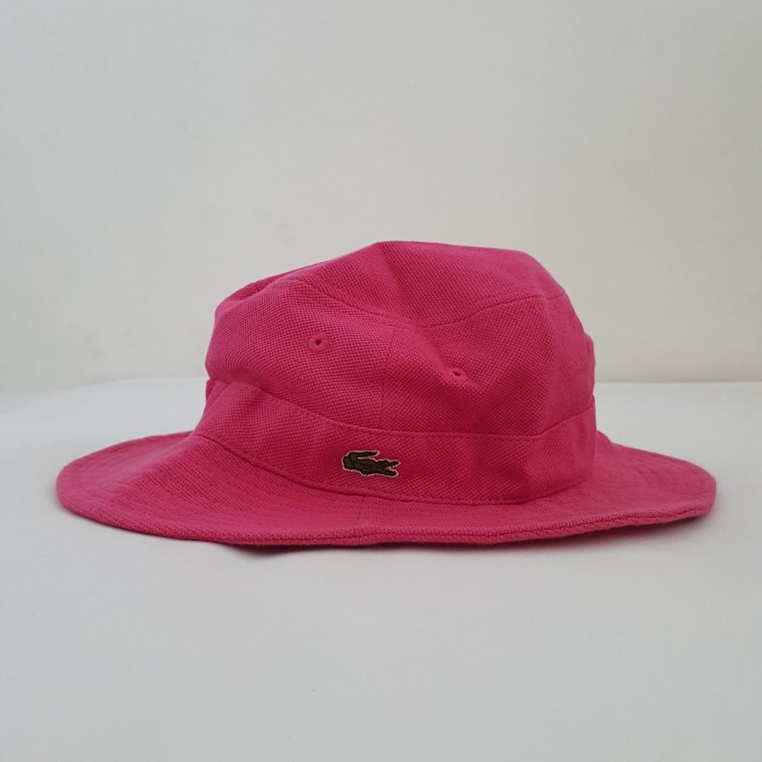 Lacoste Bucket Hat Pink, Fesyen Wanita 