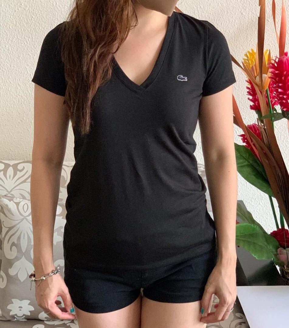 Lacoste v neck t hot sale shirt women's