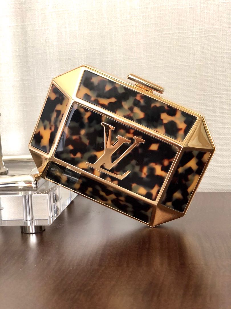 Louis Vuitton Limited Edition Tortoise Shell Acetate Goldtone Metal  Minaudiere Clutch Bag - Yoogi's Closet