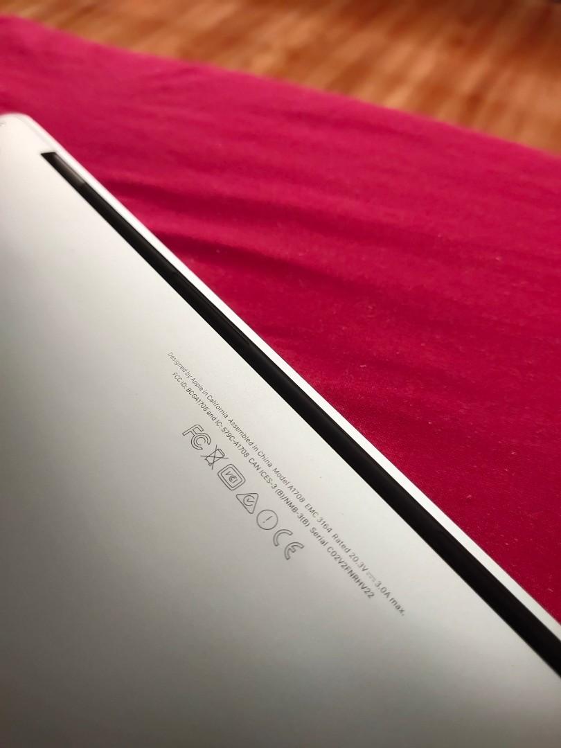 MacBook Pro (13-inch, 2017, Two Thunderbolt 3 ports) (Category: Laptops & Notebooks) located in San Fernando. Submitted by mcaez (Listing ID 1044233513, Image 3). Description: Selling my preloved MacBook Pro (13-inch, 2017, Two Thunderbolt 3 ports) only used for light work mainly for studying and school work editing. Processor 2.3 GHz Intel Core i5 Memory 8 GB 2133 MHz LPDDR3 Storage 128GB SSD Serial Number C02V2FNRHV22 Finish Space Gray Detailed