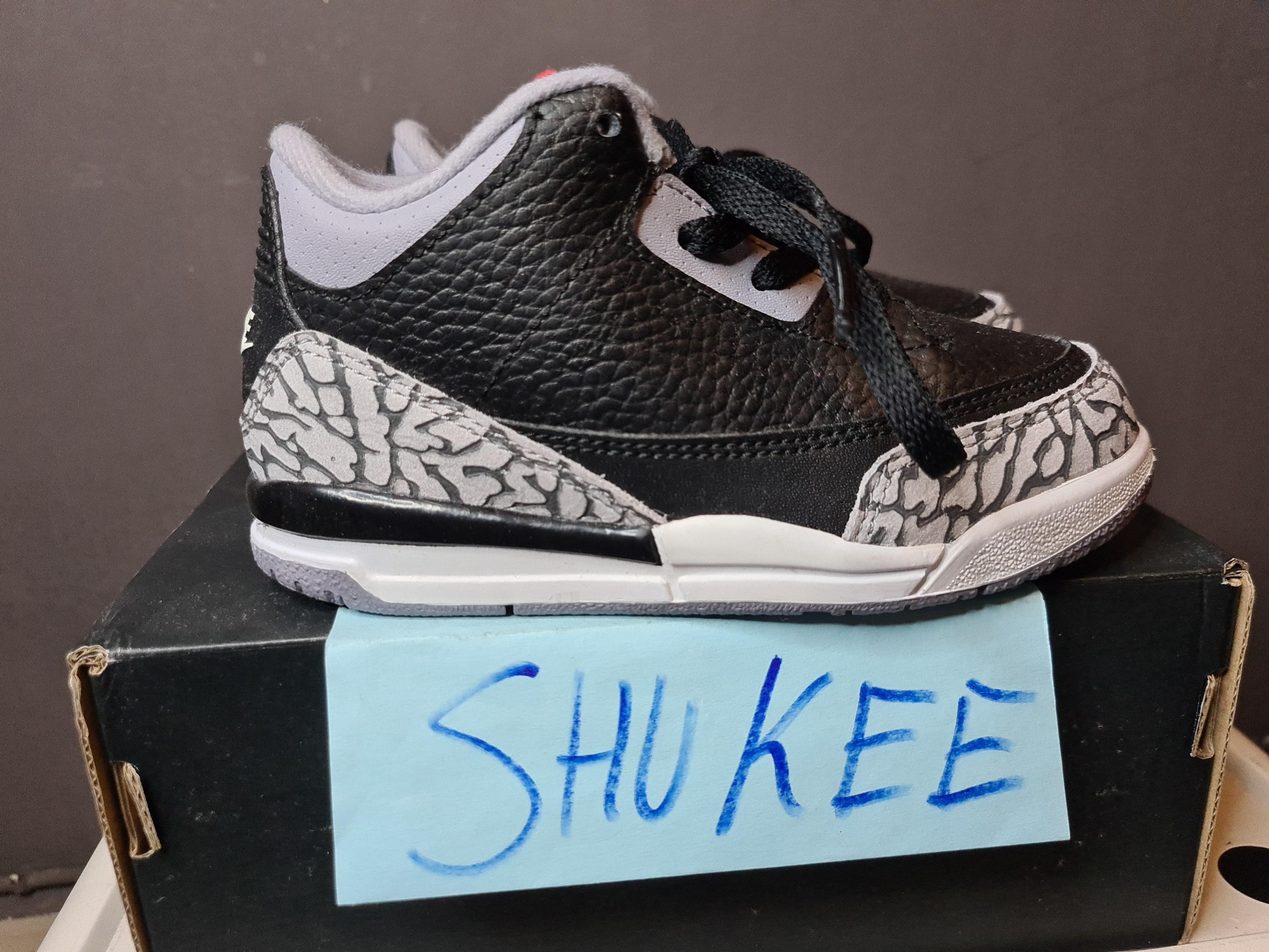 Nike Air Jordan 3 Black Cement Junior 15cm