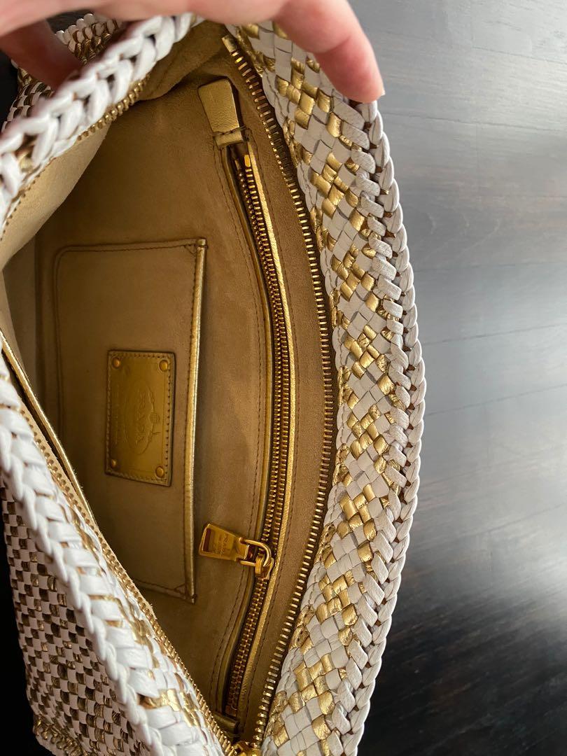 prada woven clutch