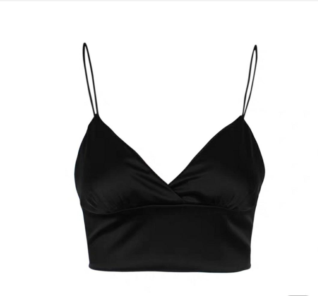 white satin bralette top