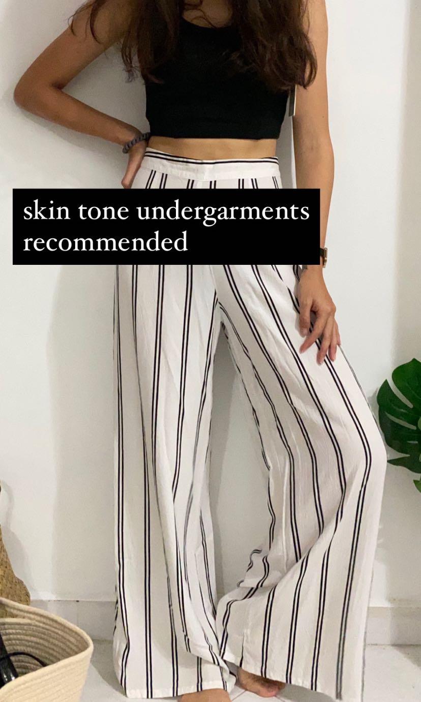 striped wide leg pants, Women's Fashion