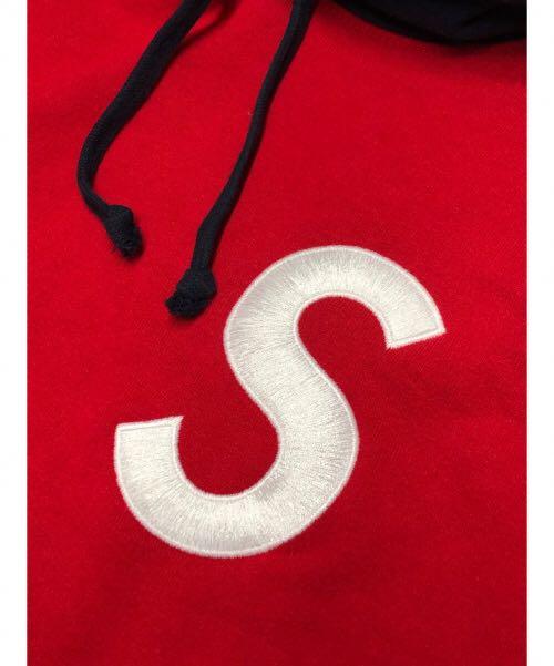 Supreme s logo best sale colorblocked hooded sweatshirt red