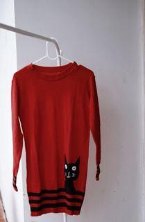 sweater kucing merah gemes