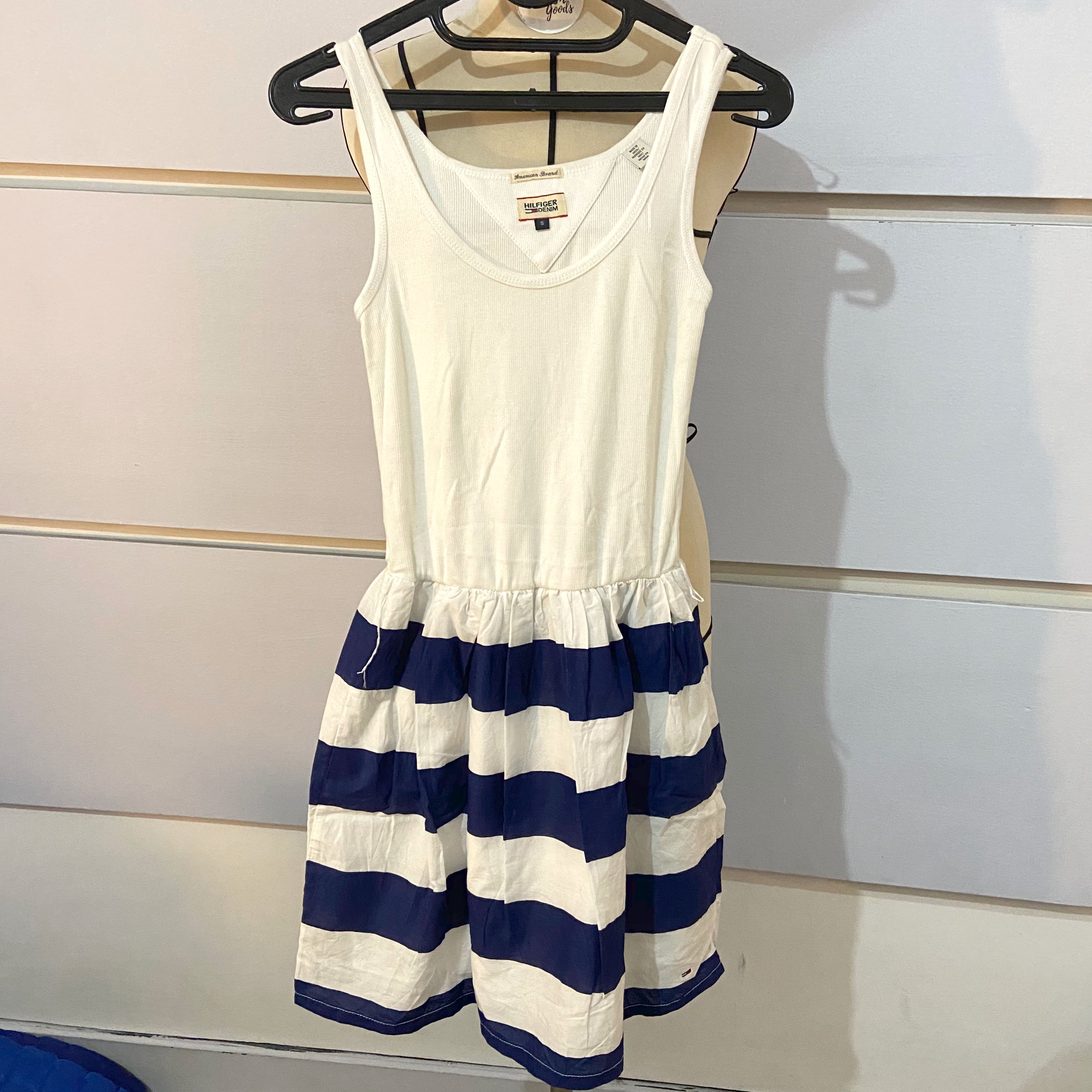 Tommy hilfiger denim midi dress, Fesyen 