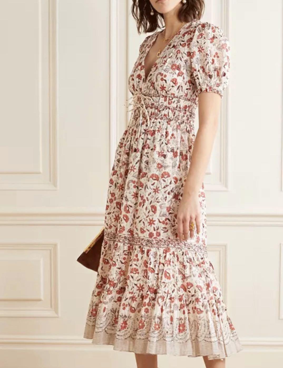 Ulla Johnson short sleeve floral long 