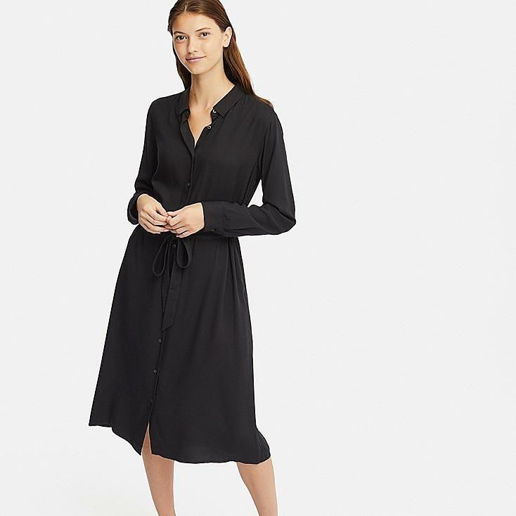 long sleeve shirt dress black