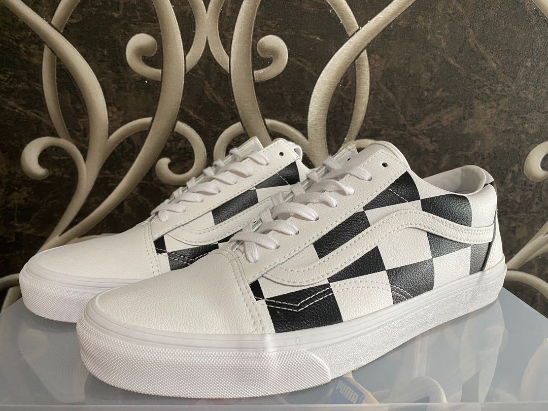 vans old skool leather check