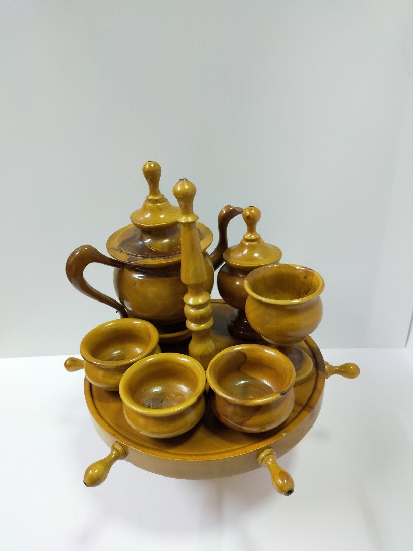 vintage wooden tea set