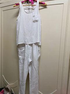 White Pantsuit Jumpsuit Romper Lounge wear