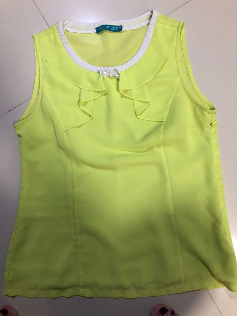 green and yellow blouse