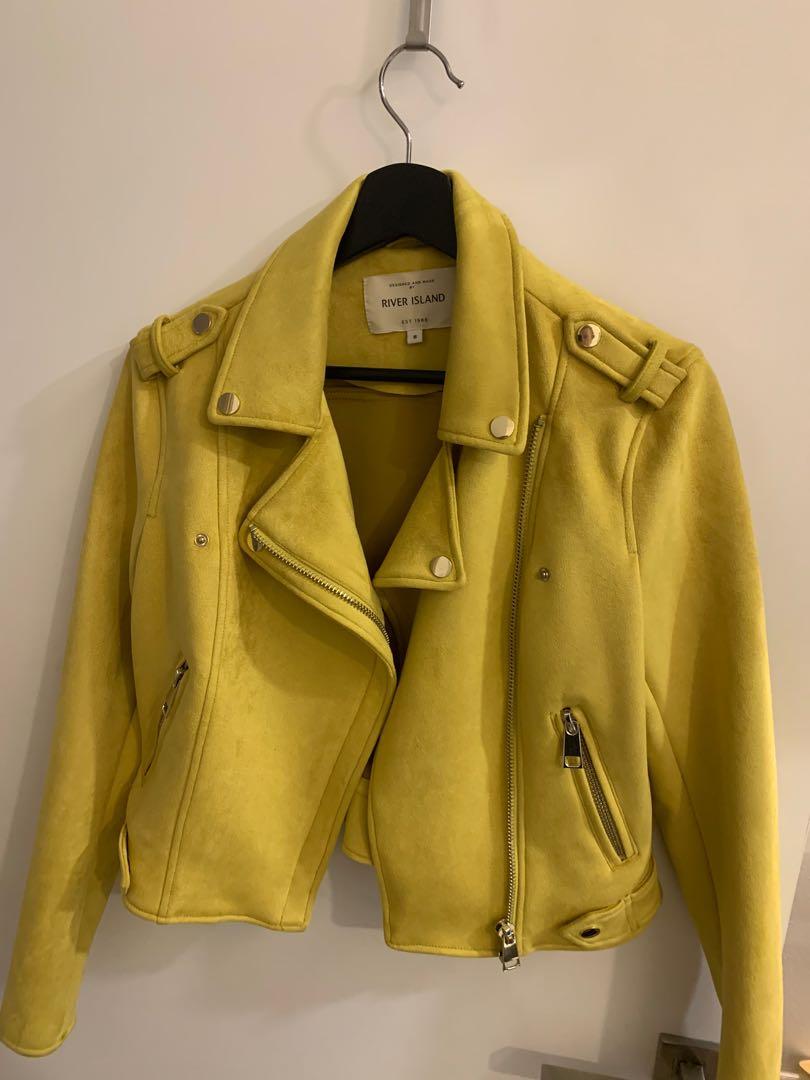 yellow suede moto jacket