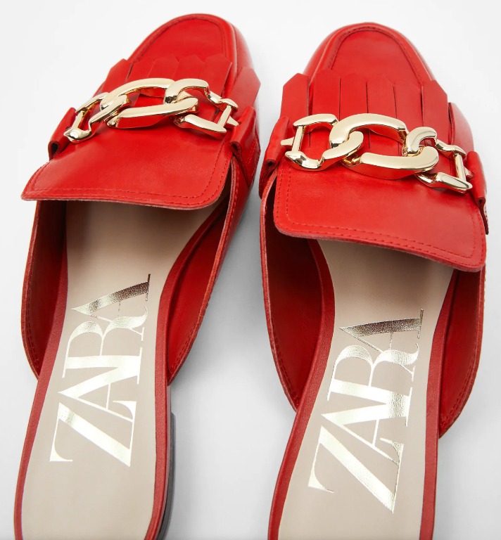 Zara red mules online