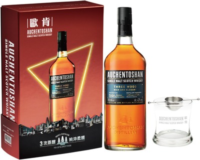 好飲 歐肯特軒auchentoshan Three Wood 三桶單一純麥威士忌禮盒700ml 嘢食 嘢飲 酒精飲料 Carousell