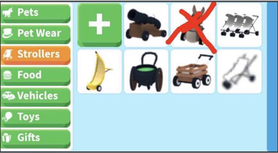 Adopt Me Strollers Vehicles Pet Wear Toys Games Video Gaming In Game Products On Carousell - roblox adopt me all legendary cars