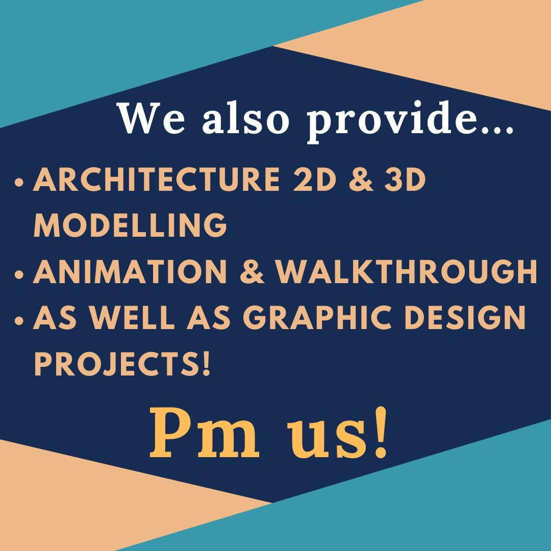 Architecture 2D and 3D modeling, animation and walkthrough and also graphic  designs projects and final year project FYP research paper assignment help,  Everything Else, Others on Carousell