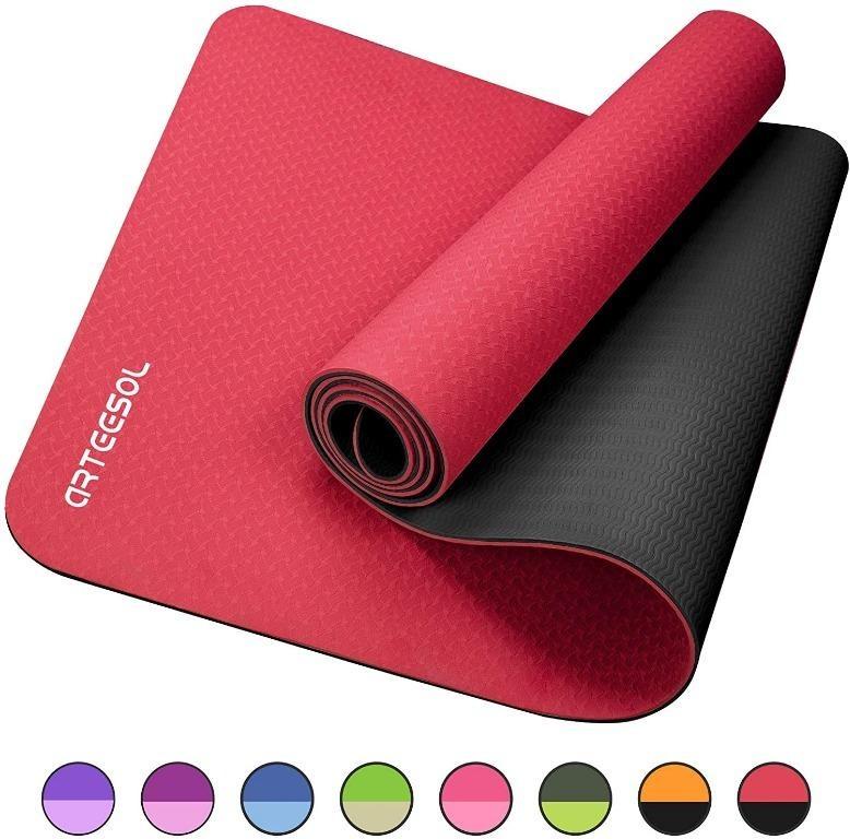 Yoga mat 72 X 24 - Extra Thick Exercise Mat - with Carrying Strap for  Travel - Grey 